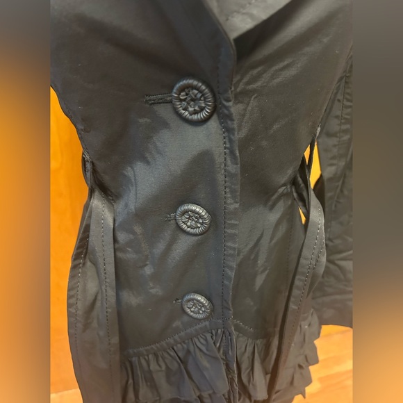Kensie black trench coat with ruffle details size XS. - Picture 4 of 6